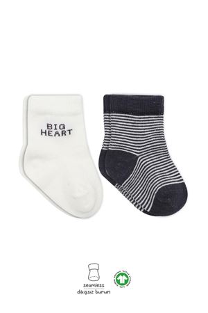 Bistyle 2'Li Big Heart Penye Soket Çorap 10117 Antrasit
