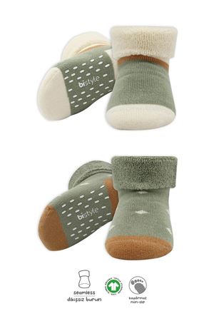 Bistyle Puanlı Kaymaz Havlu Soket Çorap 2'Li BS10502 Nil