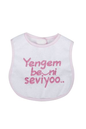 Kız Bebek Yengem Beni Çok Seviyooo Nakışlı Pembe Su Geçirmez Önlük