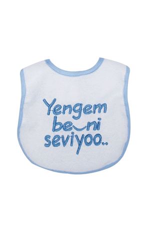 Erkek Bebek Yengem Beni Çok Seviyooo Nakışlı Mavi Su Geçirmez Önlük