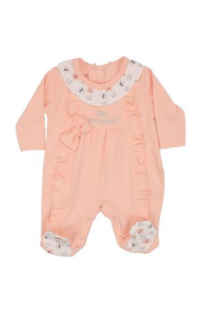 Kız Bebek Somon Fiyonklu Fırfırlı Kelebek Desen Patikli Tulum