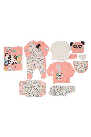Kız Bebek Somon Beyaz Cute Baby Yazılı Panda Baskılı 10 Parça Hastane Çıkış Seti