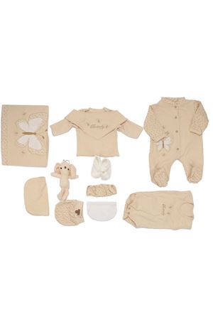 Kız Bebek Bej Kelebek Desenli Tavşan Hediyeli Organik 10 Parça Hastane Çıkış Seti