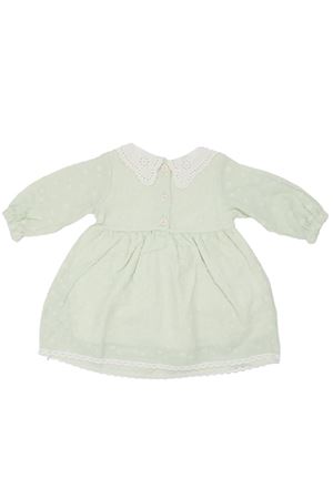 Kız Bebek Su Yeşili Bebe Yakalı Puantiyeli Elbise