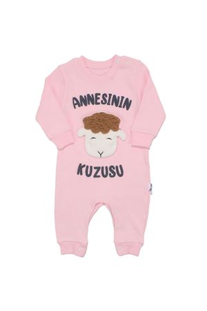 Kız Bebek Pembe Annesinin Kuzusu Yazılı Çıtçıtlı Tulum