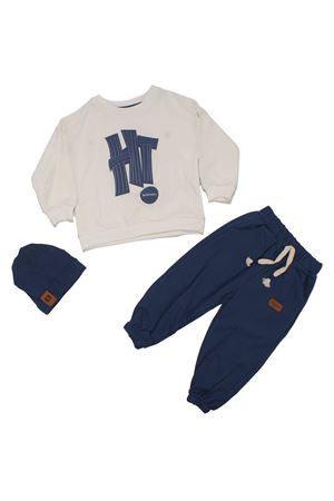 Erkek Çocuk Beyaz Mavi Hİ Baskılı Bereli 3 Lü Takım