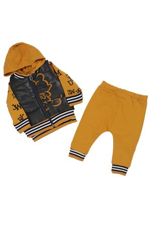 Erkek Bebek Füme Sarı Şişme Yelekli Harf Baskılı Badili 3'lü Takım