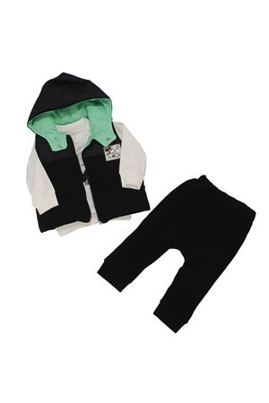 Erkek Bebek Siyah Yeşil Şapkalı Şişme Yelekli Badili 3'lü Takım