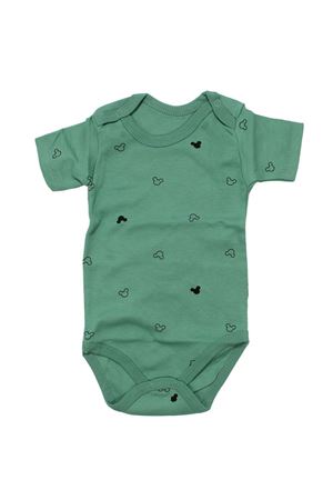 Unisex Yeşil Fare Figürlü Kısa Kol Zıbın