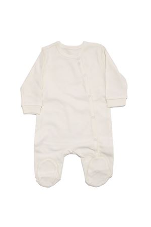 Unisex Ekru Yandan Çıtçıtlı Patikli Pamuklu Tulum 3-6 Ay