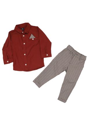 Erkek Çocuk Kiremit Cebi Mendilli Gömlekli 2'li Takım