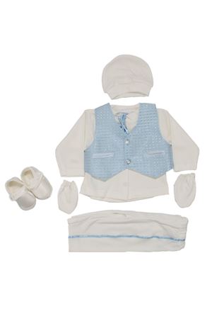 Erkek Bebek Beyaz Mavi Kravatlı Mevlüt Takımı