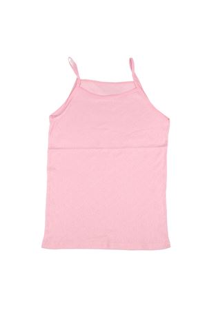 Kız Çocuk Pembe Jakarlı Kalp Desenli İp Askı Atlet