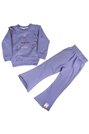 Kız Çocuk Mor Fırfırlı My Will Yazılı Saksıda Çiçek Baskılı 2'li Takım