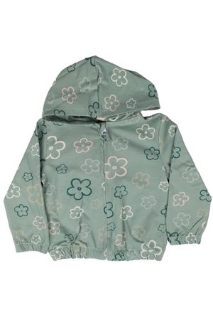 Kız Çocuk Yeşil Papatya Desenli Kapşonlu Hırka