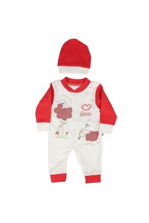 Kız Bebek Beyaz Fuşya Papatya Ayı Nakışlı Bereli Tulum