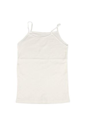 Kız Çocuk Ekru Jakarlı Kalp Desenli İp Askı Atlet