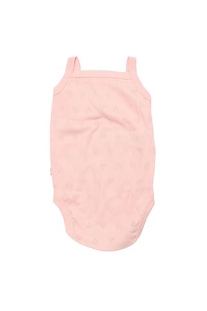 Kız Bebek Somon Kalp Desenli Jakarlı İp Askılı Zıbın Body