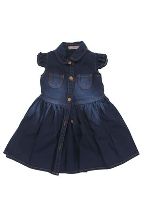 Kız Çocuk Lacivert Kot Cepli Düğmeli Elbise