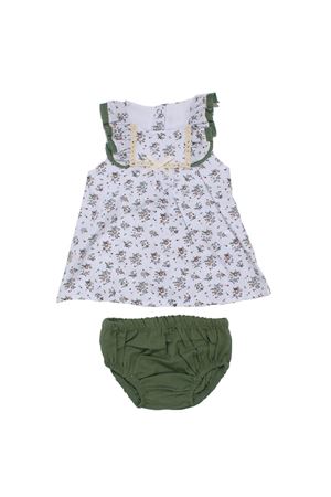 Kız Bebek Beyaz Yeşil Çicek Desenli Külotlu Fırfırlı 2'li Takım