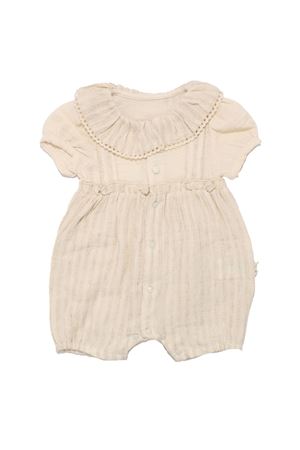 Kız Bebek Bej Müslin Bebe Yaka Fırfırlı Çıtçıtlı Tulum