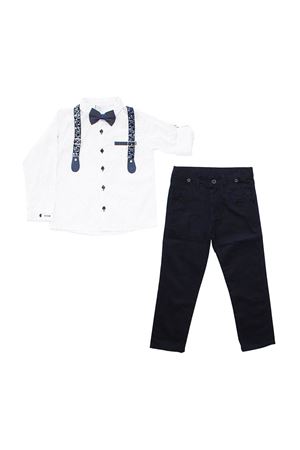 Erkek Çocuk Laci Puanlı Beyaz Gömlekli Askılı 2'li Takım