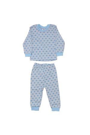 Erkek Bebek Mavi Yıldız Baskılı Çıtçıtlı Pijama Takımı