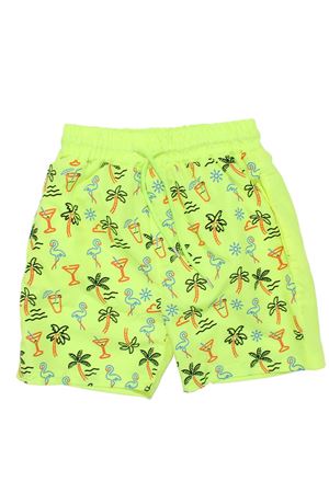 Erkek Çocuk Fosforlu Yeşil Palmiye Desenli Deniz Şortu