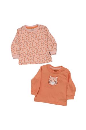 Kız Bebek Turuncu Kedi Baskılı Leopar Desenli 2'li Body Set