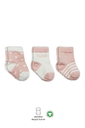 Bistyle 3lü Penye Cute Stars Soket Çorap 10115 Pembe