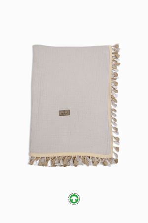 Bistyle Organik Müslin 80x90 Fistolu Battaniye 70112 Taş