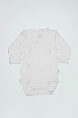 Bistyle Organik Natural Basic Style Kruvaze Uzun Kol Body BS17102 Beyaz