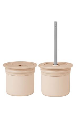 OiOi Ham+Hüp Pipetli Silikon Bardak Seti Bubble Beige / Powder Grey