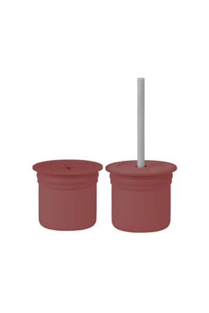 OiOi Ham+Hüp Pipetli Silikon Bardak Seti Velvet Rose / Powder Grey