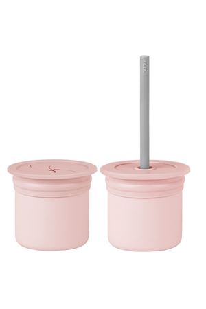 OiOi Ham+Hüp Pipetli Silikon Bardak Seti Pinky Pink / Powder Grey
