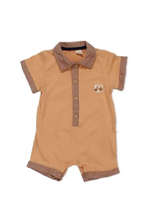 Erkek Bebek Kahve Yakalı Düğmeli Tulum