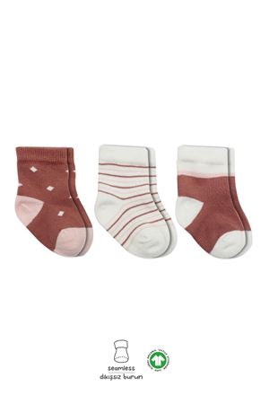 Bistyle 3'Lü Penye Kız Soket Çorap 10112 Pudra