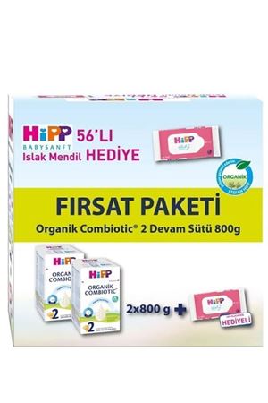 Hipp 2 Organik Combiotic Bebek Sütü 800 Gr X2 Islak Mendil Hediyeli