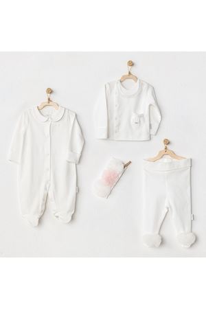 Andywawa AC24501 Petit Love Newborn Tüllü 4 Parça Set Ekru