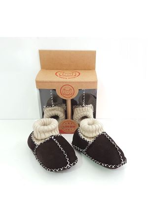 Acı Kahve Kuzu Derisi İçi Yünlü Bebek Patik Panduf 014