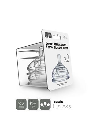 Comotomo Silikon 2'Li Biberon Emziği Hızlı Akış 6+ Ay