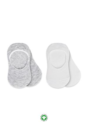 Bistyle 2'Li Penye Babet Silikonlu Basic Çorap 30104 Gri Beyaz