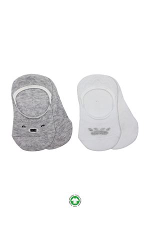 Bistyle 2'Li Babet Cute Face Penye Çorap 30103 Gri Beyaz