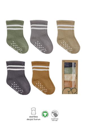 Bistyle 5'Li Penye Kaymaz Çember Soket Çorap 10122 Bej