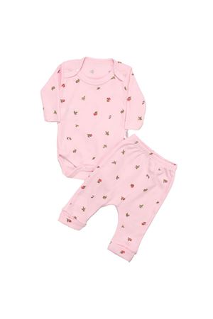Kız Bebek Pembe Raporlu Lale Desenli Badili 2'li Takım