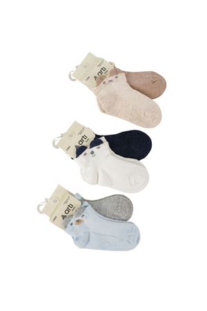 Katamino Salaman 2' li 3D Erkek Bebek Patik Çorap K48025 Asorti