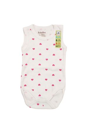 Kız Bebek Ekru Pembe Kalp Baskılı Askılı Çıtçıtlı Body Zıbın