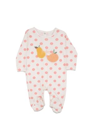Kız Bebek Beyaz Pembe Puanlı Armut Nakışlı Tulum