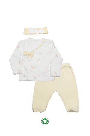 Bistyle 3'lü Zıbın Takım Welcome Baby Duck 13104 Sarı-Ekru