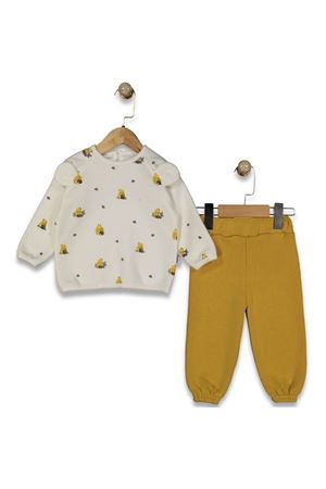 Unisex Ekru Sarı Bal Ayılı 2'li Takım